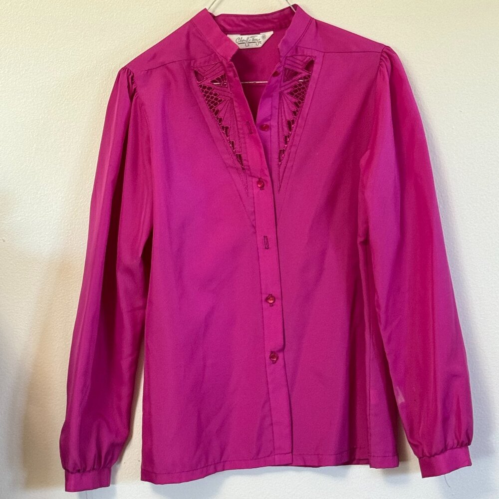 80's Cheryl Tiegs Pink Vintage Western Button Up Long Sleeve Shirt